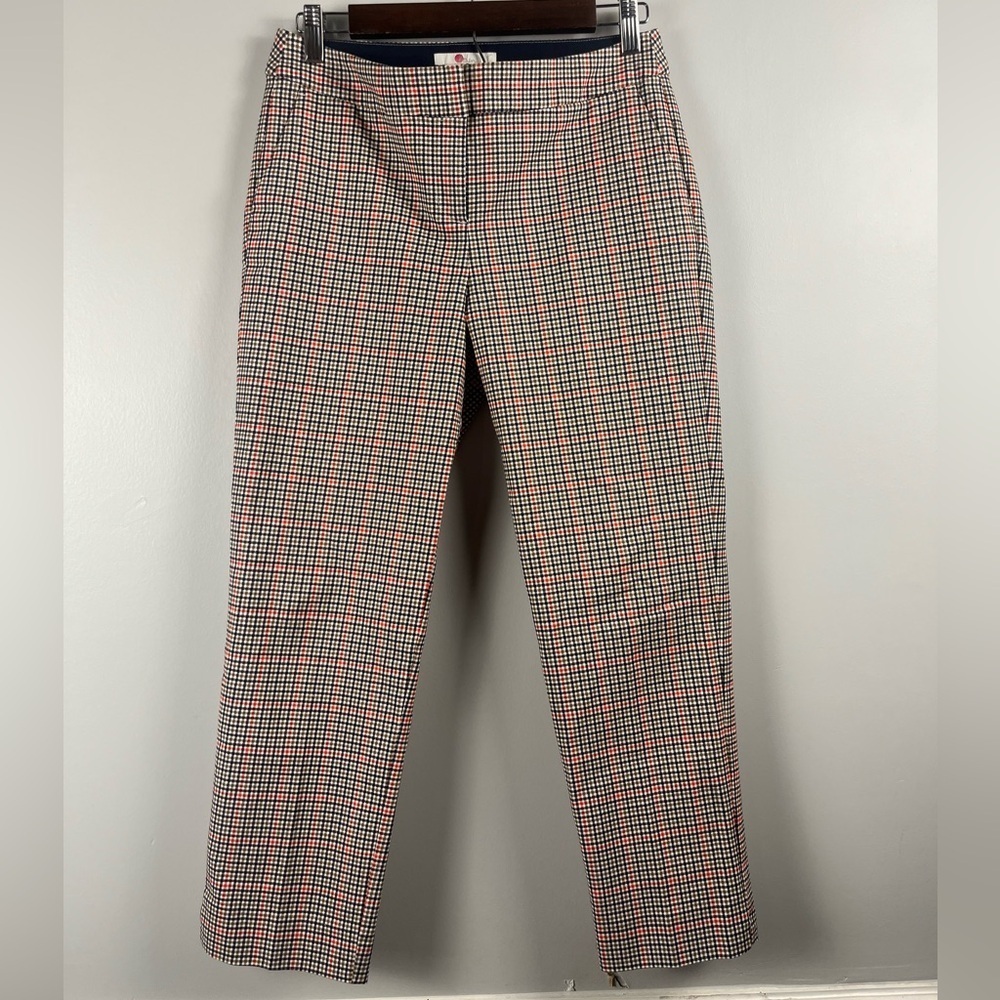 Boden 7/8 plaid orange brown pants size 6 petite